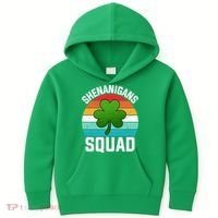 Retro St Patricks Day Shenanigans Squad Shamrock St Patricks Day Kids Hoodie thumb 0