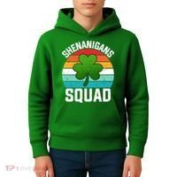 Retro St Patricks Day Shenanigans Squad Shamrock St Patricks Day Kids Hoodie thumb 4