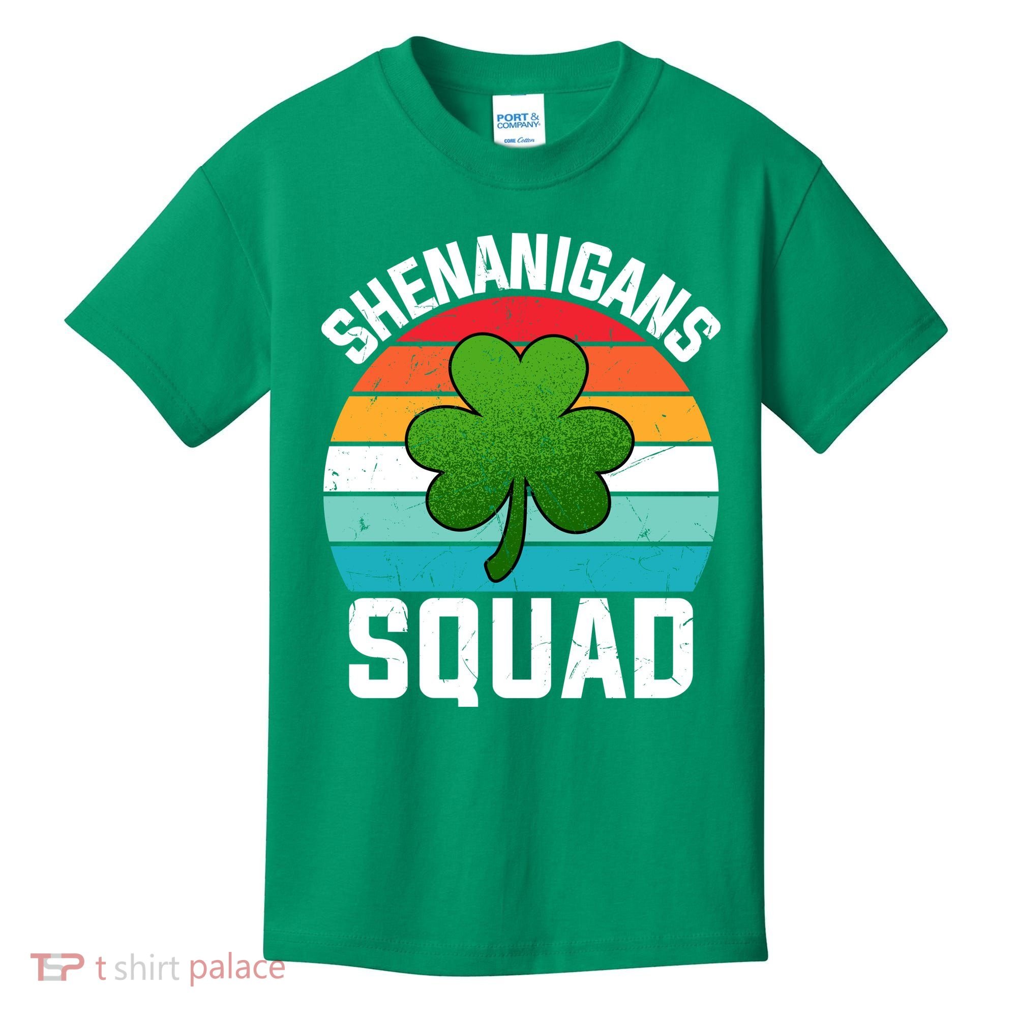 Retro St Patricks Day Shenanigans Squad Shamrock St Patricks Day Kids T-Shirt