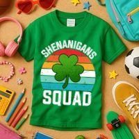 Retro St Patricks Day Shenanigans Squad Shamrock St Patricks Day Kids T-Shirt thumb 3