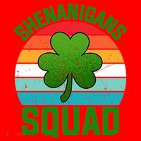 Retro St Patricks Day Shenanigans Squad Shamrock St Patricks Day Santa Hat thumb 1