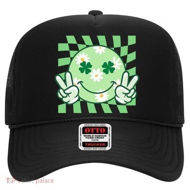 Retro St Patricks Day Smiley Emoji Peace Sign Hat