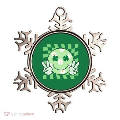 Retro St Patricks Day Smiley Emoji Peace Sign Ornament