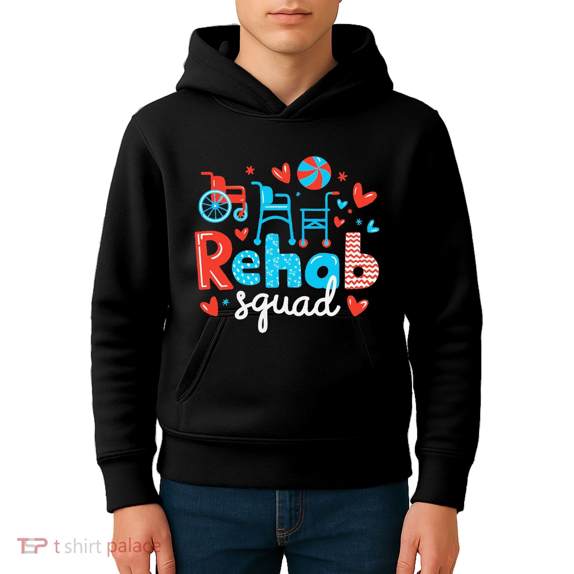 Rehab Squad Pt Rehab Physiotherapist ValentineS Day Kids Hoodie