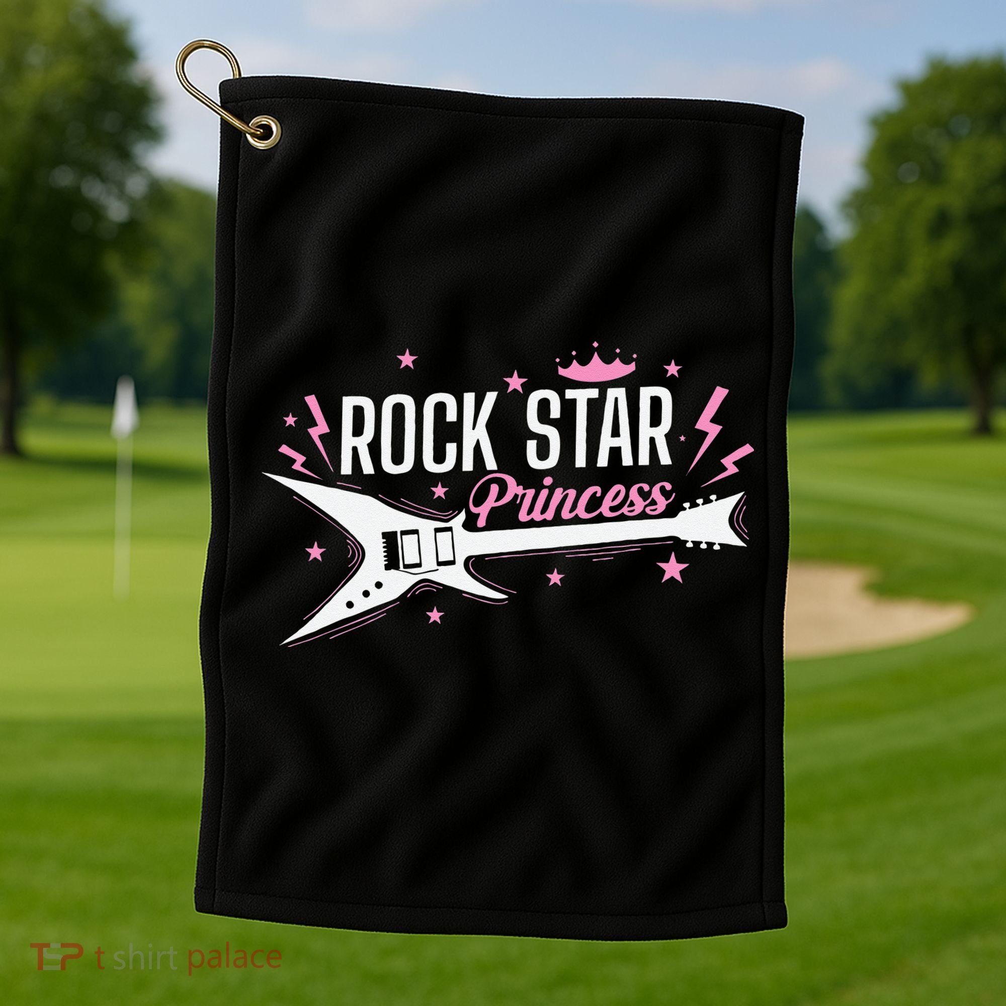 Rock Star Princess Guitar Music Golf Towel