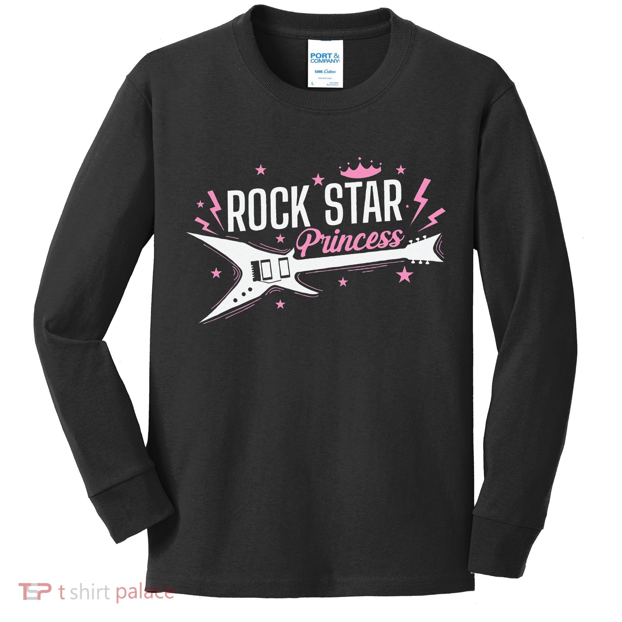 Rock Star Princess Guitar Music Kids Long Sleeve Shirt