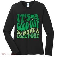 Retro St Patricks Day Irish Its A Good Day To Have A Lucky Day Women's Long Sleeve Shirt thumb 0