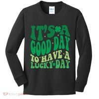 Retro St Patricks Day Irish Its A Good Day To Have A Lucky Day Kids Long Sleeve Shirt thumb 0