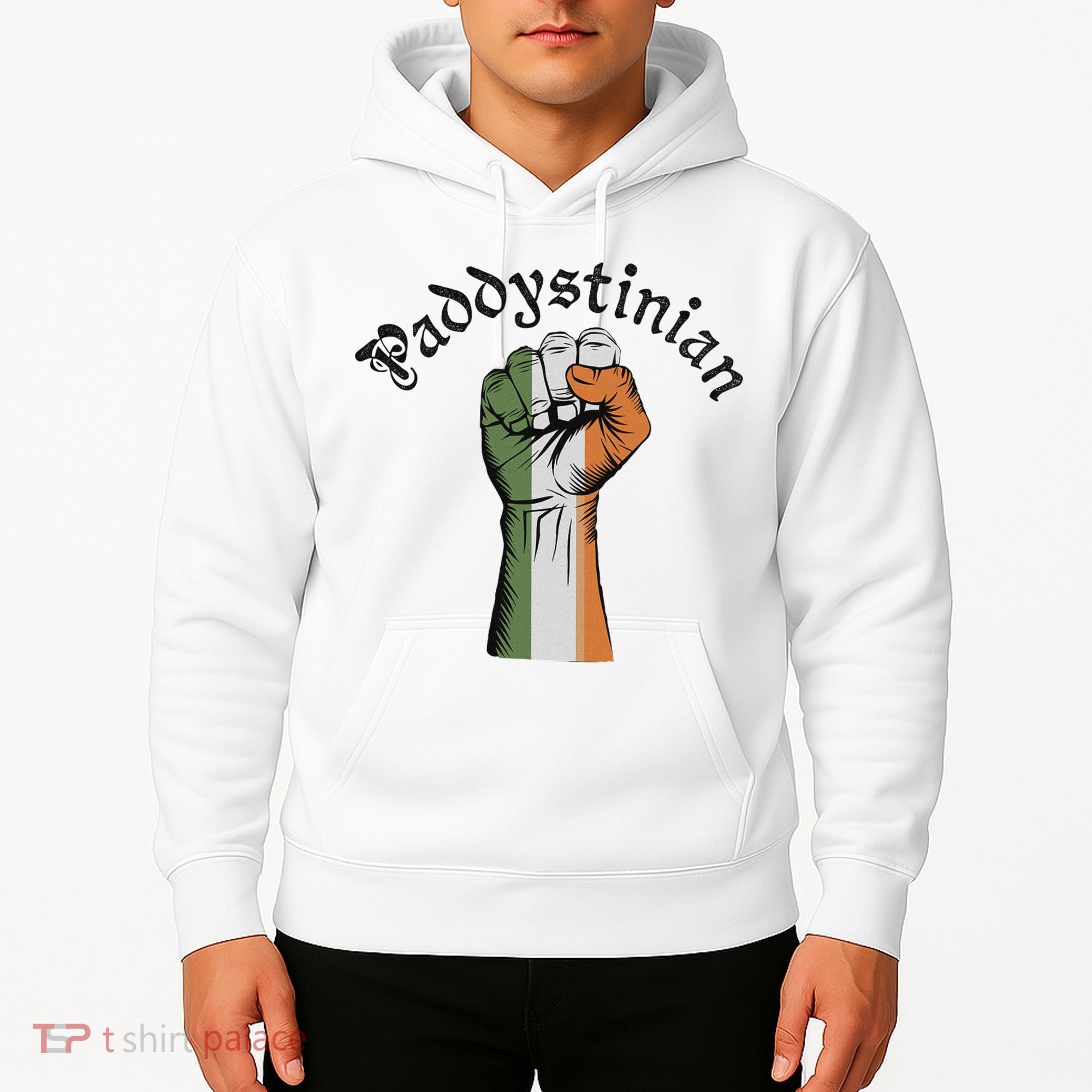 Retro Strong Paddystinian Irish Palestine Flag Hoodie