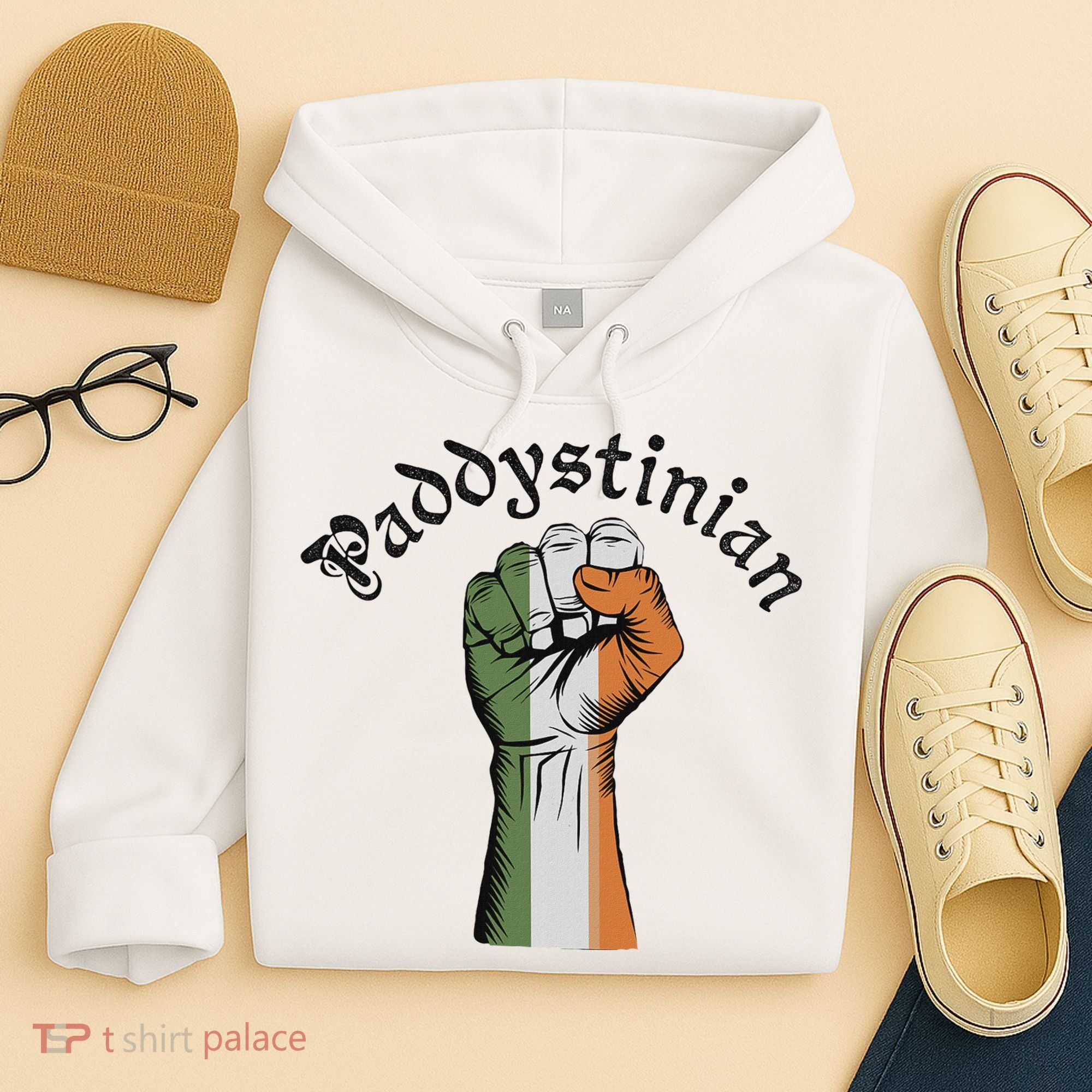 Retro Strong Paddystinian Irish Palestine Flag Hoodie