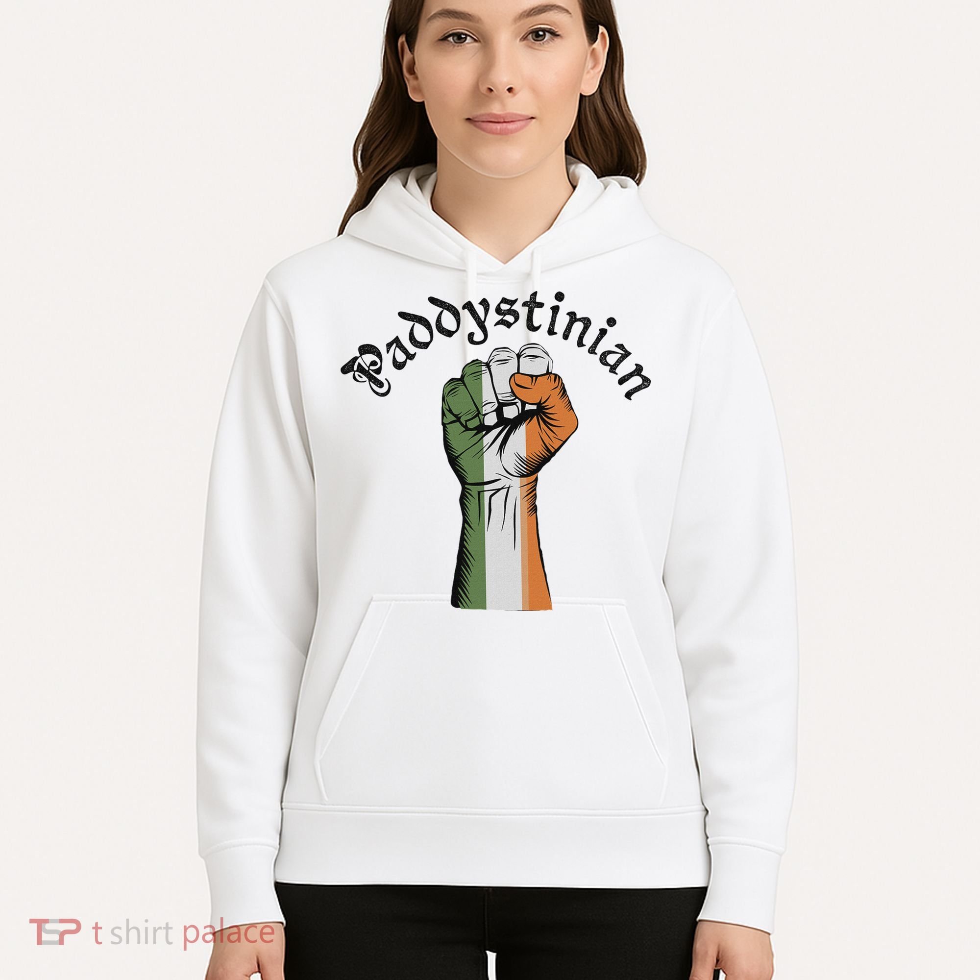 Retro Strong Paddystinian Irish Palestine Flag Hoodie