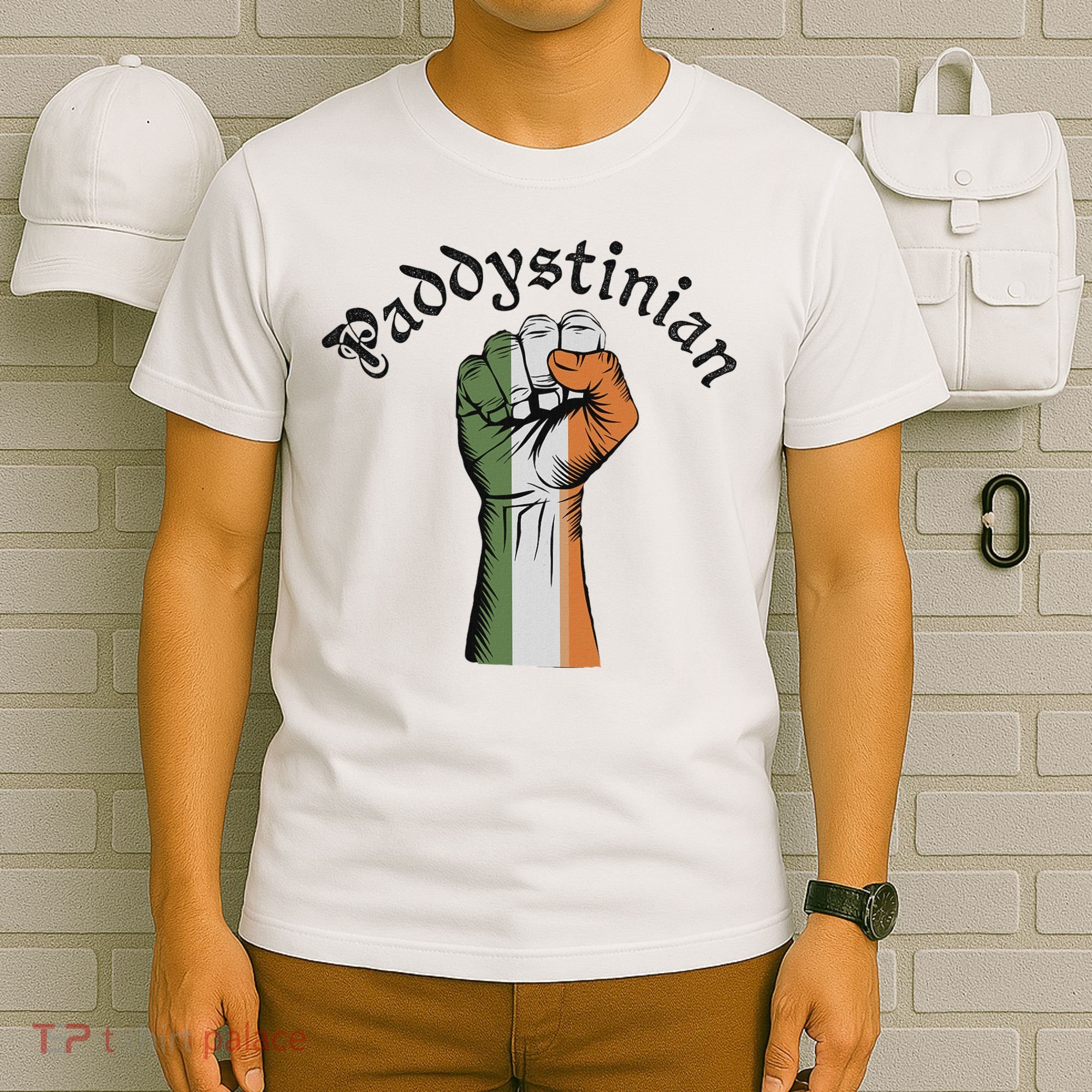 Retro Strong Paddystinian Irish Palestine Flag T-Shirt