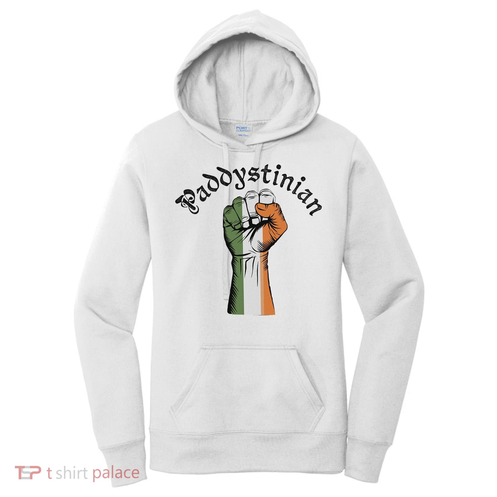 Retro Strong Paddystinian Irish Palestine Flag Women's Hoodie