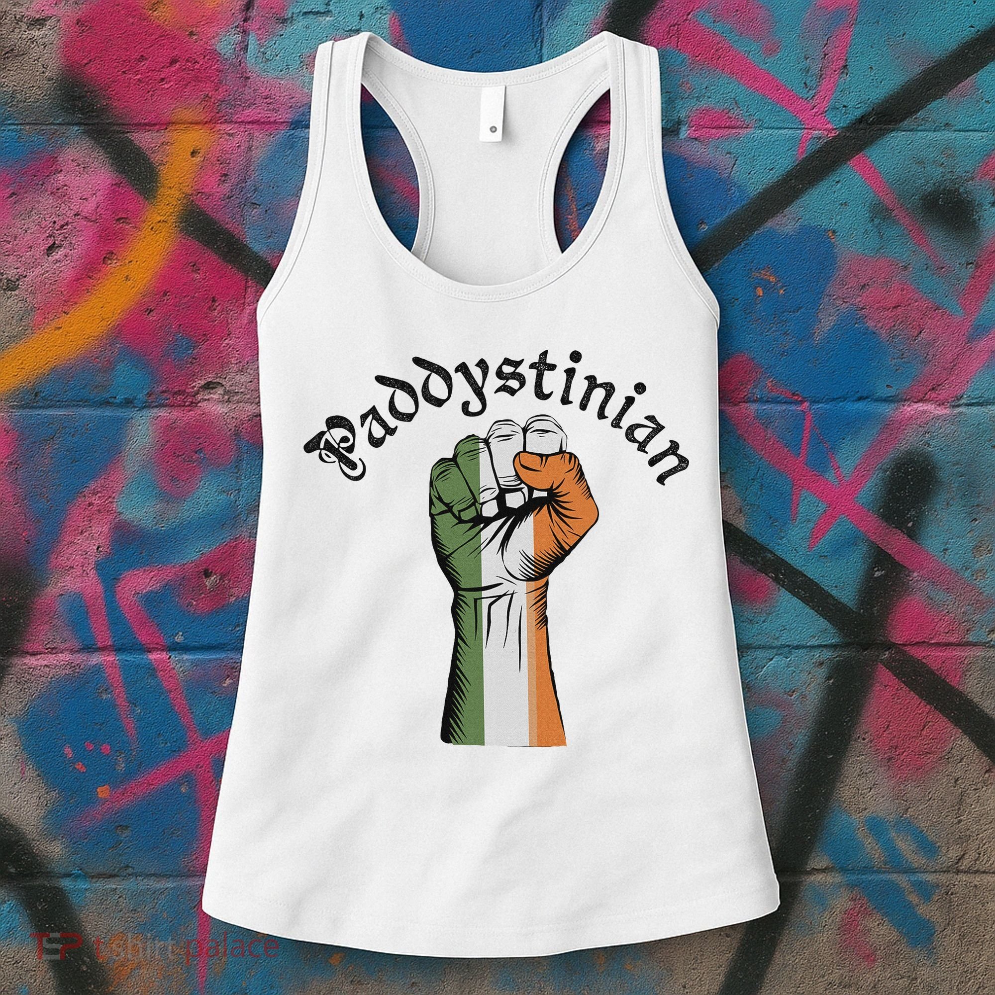 Retro Strong Paddystinian Irish Palestine Flag Women's Tank Top
