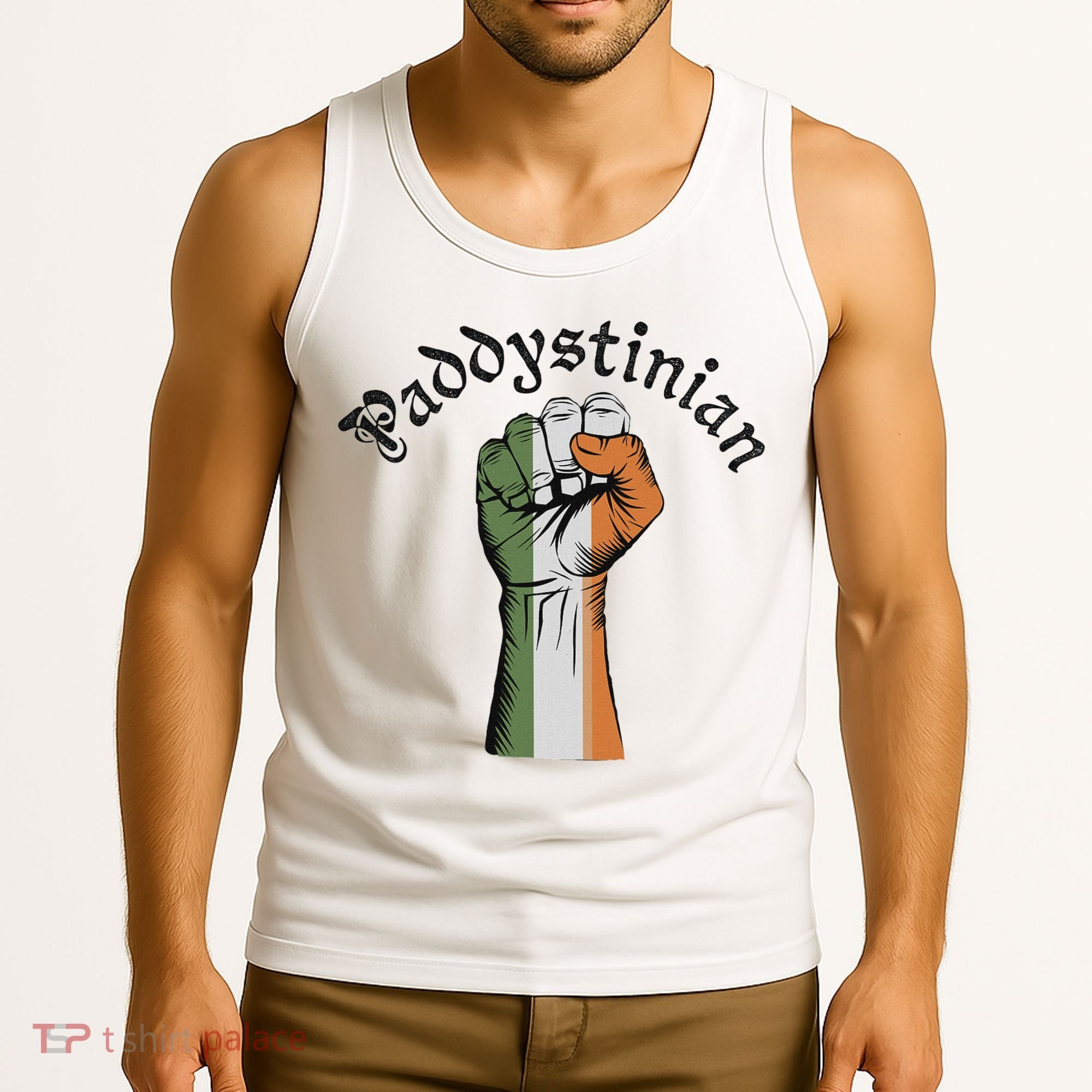 Retro Strong Paddystinian Irish Palestine Flag Tank Top