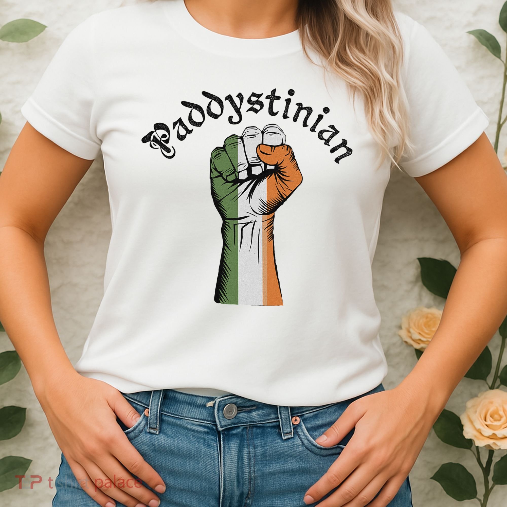 Retro Strong Paddystinian Irish Palestine Flag Women's T-Shirt