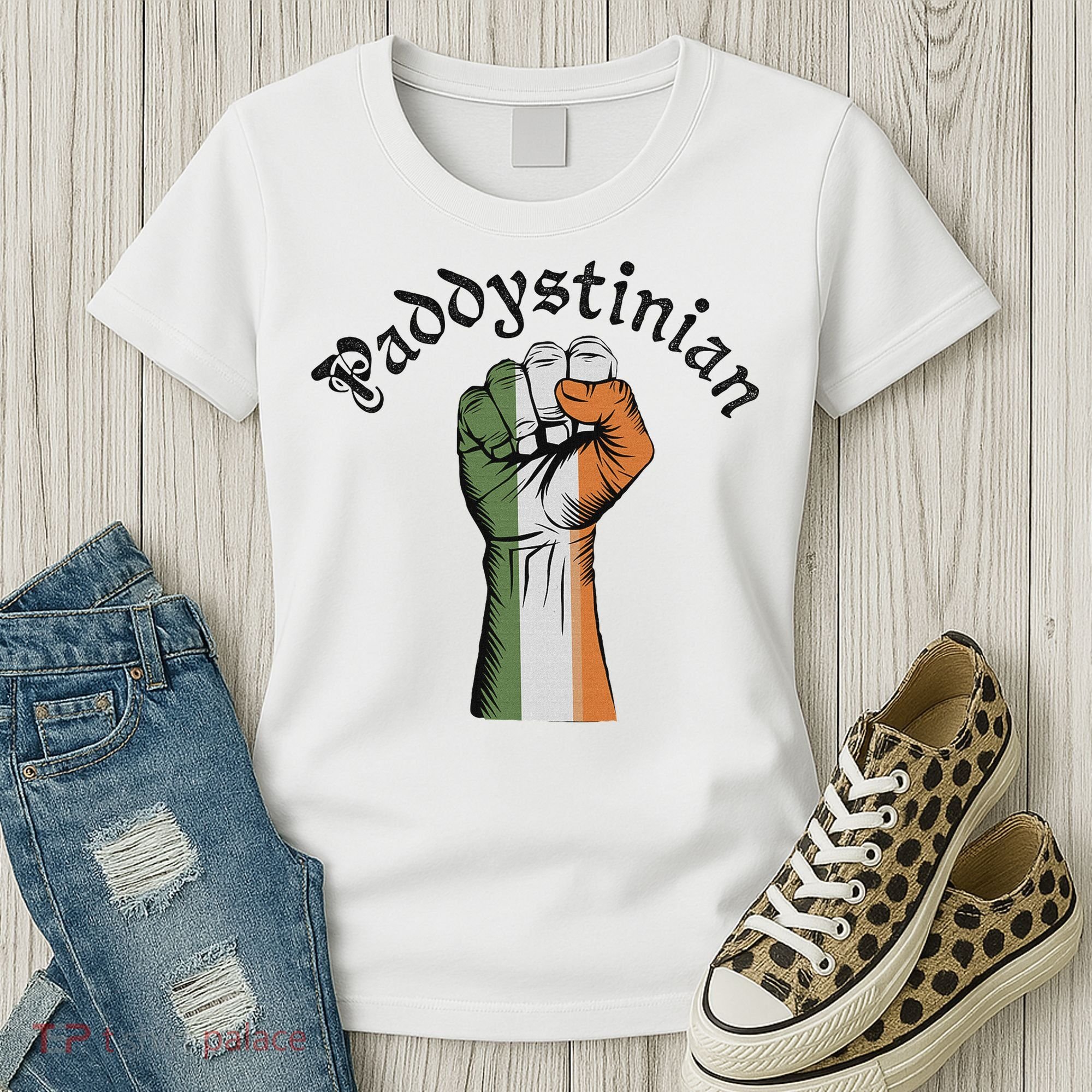 Retro Strong Paddystinian Irish Palestine Flag Women's T-Shirt
