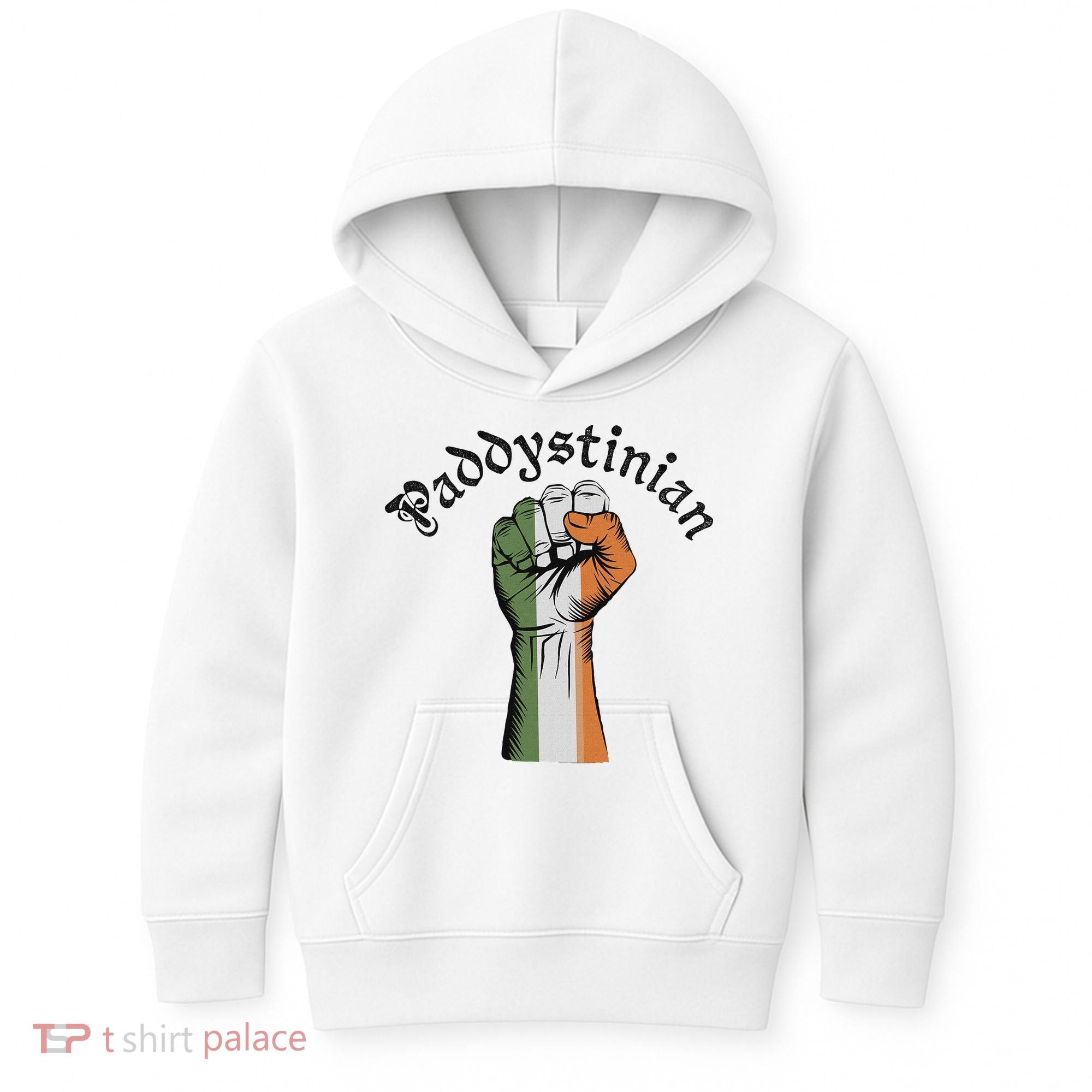 Retro Strong Paddystinian Irish Palestine Flag Kids Hoodie