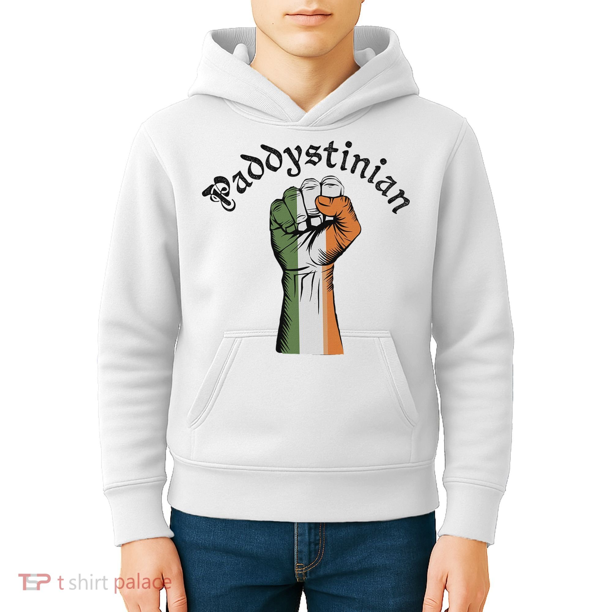 Retro Strong Paddystinian Irish Palestine Flag Kids Hoodie