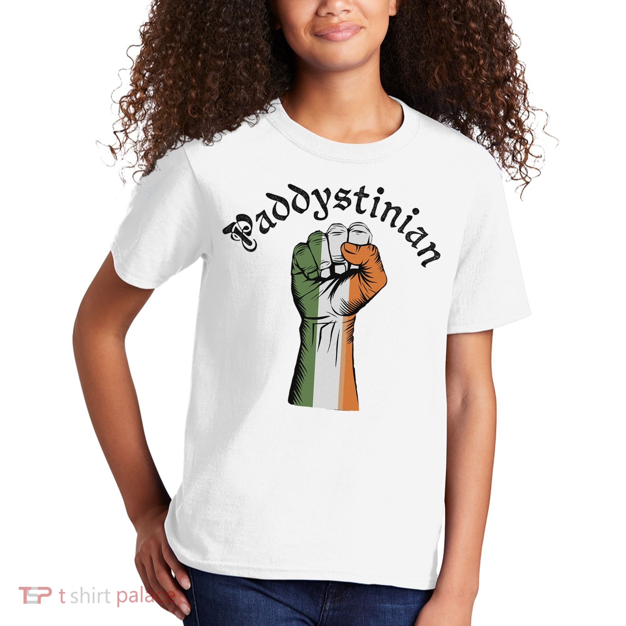 Retro Strong Paddystinian Irish Palestine Flag Kids T-Shirt