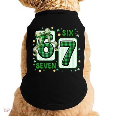 Retro St Patrick's Lucky 67 Six Seven 6-7 Meme Doggie Tank