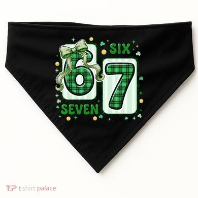 Retro St Patrick's Lucky 67 Six Seven 6-7 Meme USA-Made Doggie Bandana