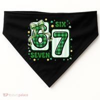 Retro St Patrick's Lucky 67 Six Seven 6-7 Meme USA-Made Doggie Bandana thumb 0