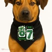 Retro St Patrick's Lucky 67 Six Seven 6-7 Meme USA-Made Doggie Bandana thumb 1