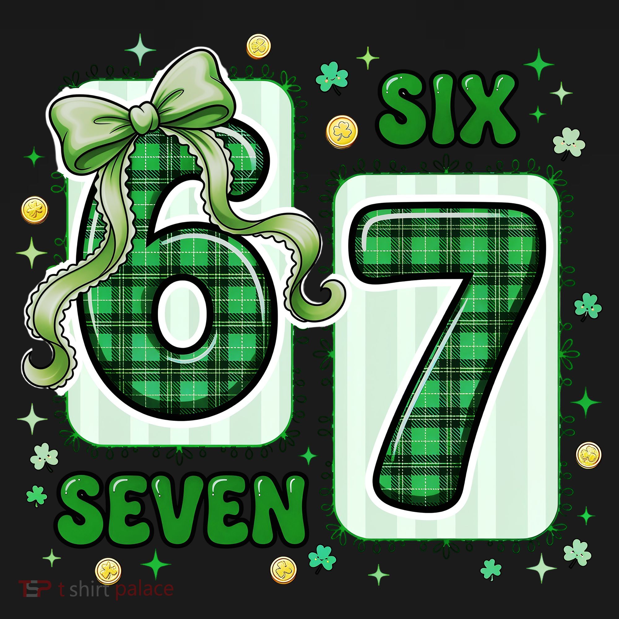 Retro St Patrick's Lucky 67 Six Seven 6-7 Meme USA-Made Doggie Bandana