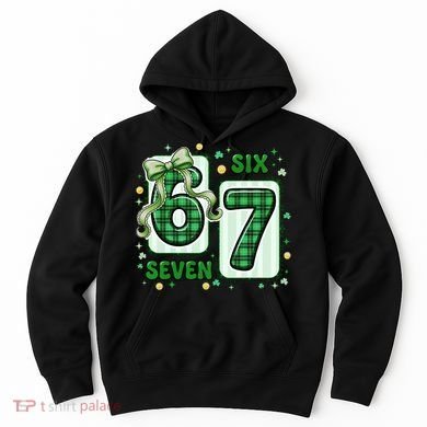 Retro St Patrick's Lucky 67 Six Seven 6-7 Meme Hoodie