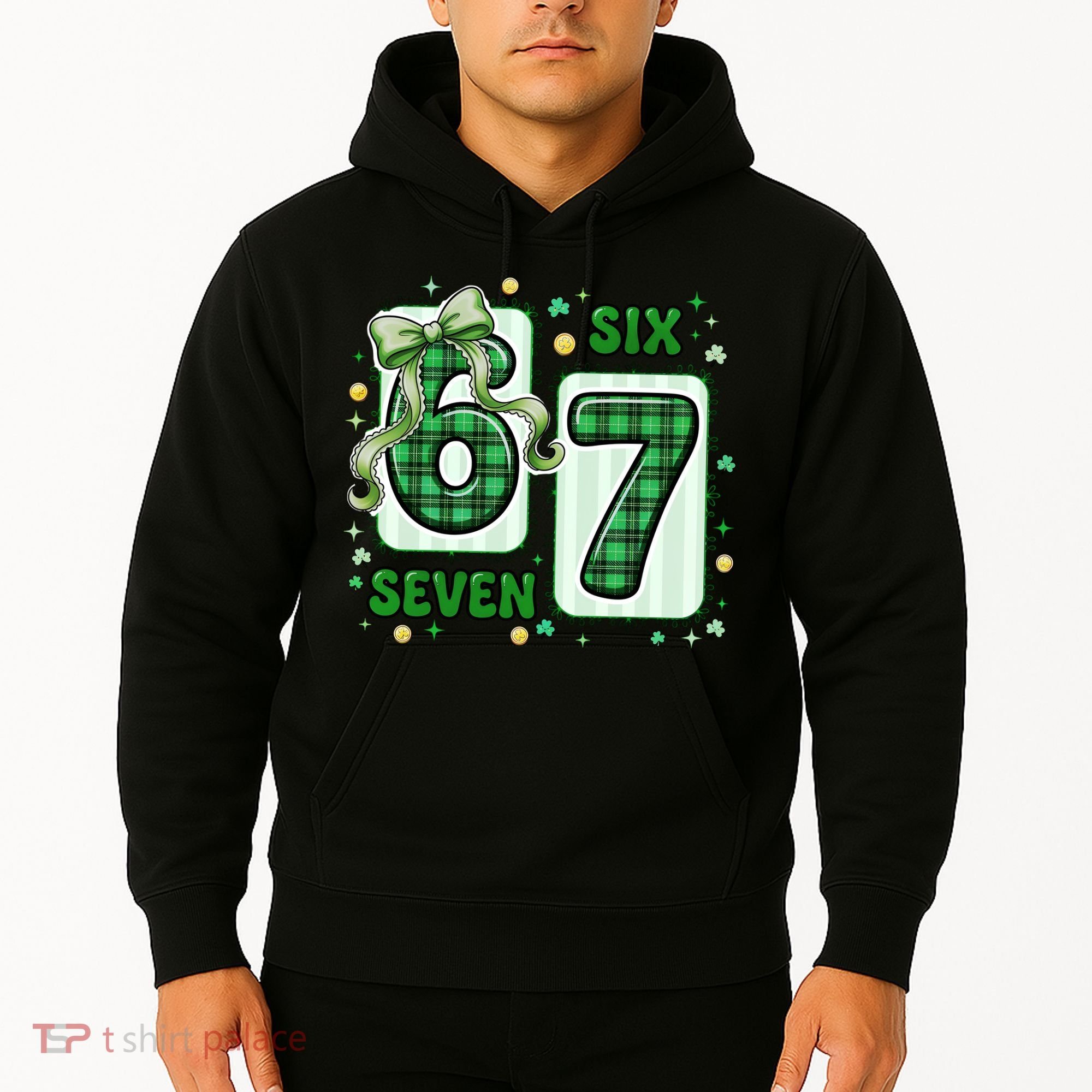 Retro St Patrick's Lucky 67 Six Seven 6-7 Meme Hoodie