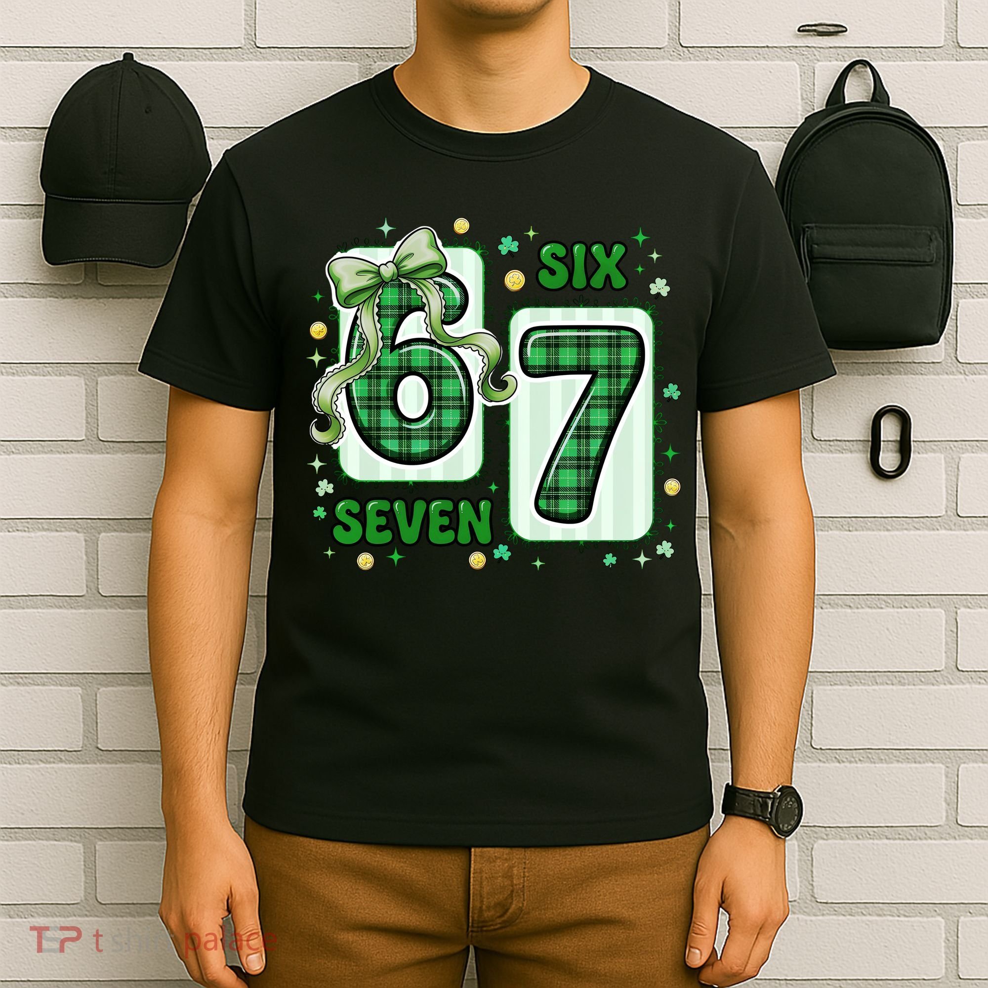 Retro St Patrick's Lucky 67 Six Seven 6-7 Meme T-Shirt