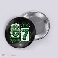 Retro St Patrick's Lucky 67 Six Seven 6-7 Meme Button thumb 0