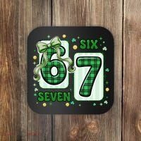 Retro St Patrick's Lucky 67 Six Seven 6-7 Meme Coaster thumb 0