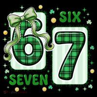 Retro St Patrick's Lucky 67 Six Seven 6-7 Meme Ornament thumb 1