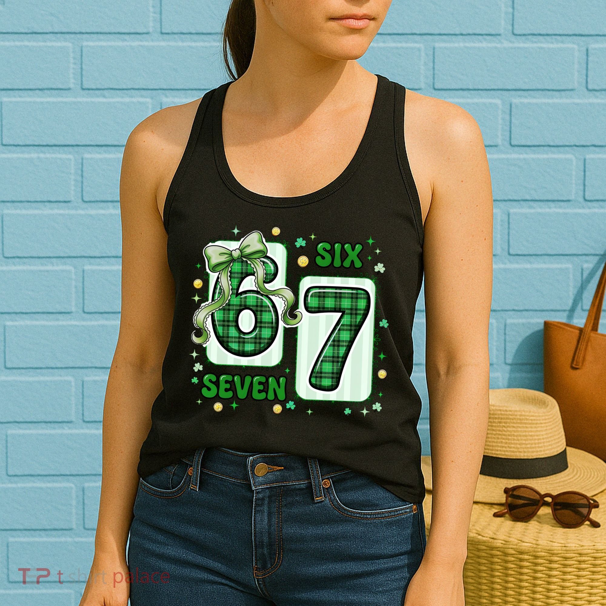 Retro St Patrick's Lucky 67 Six Seven 6-7 Meme Women's Tank Top