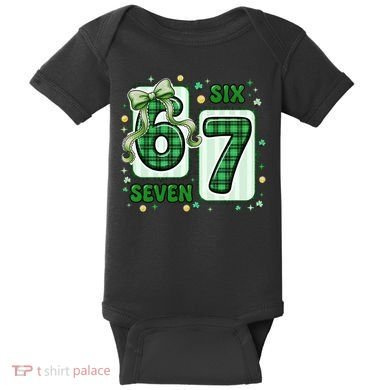 Retro St Patrick's Lucky 67 Six Seven 6-7 Meme Baby Bodysuit