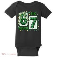 Retro St Patrick's Lucky 67 Six Seven 6-7 Meme Baby Bodysuit thumb 0
