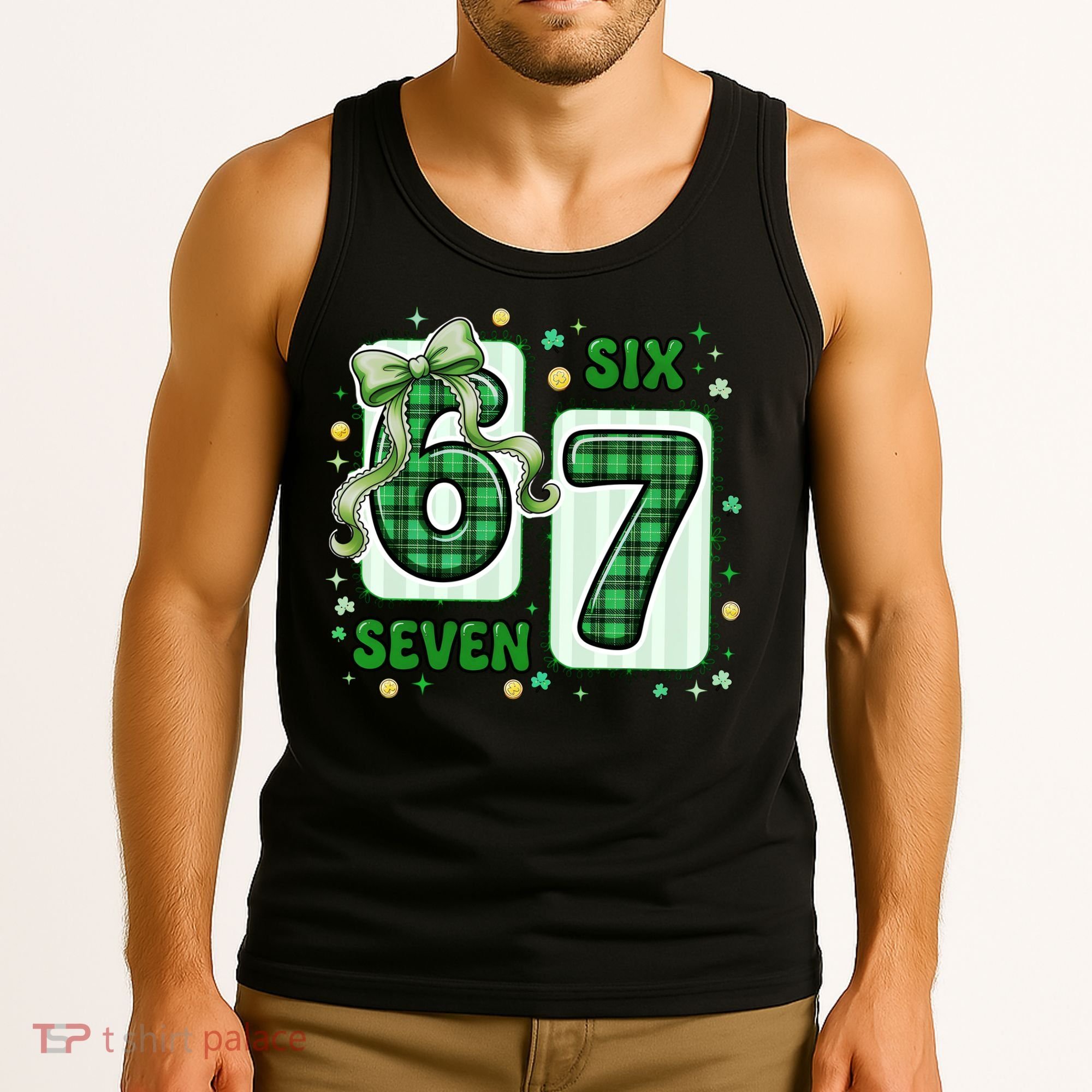 Retro St Patrick's Lucky 67 Six Seven 6-7 Meme Tank Top