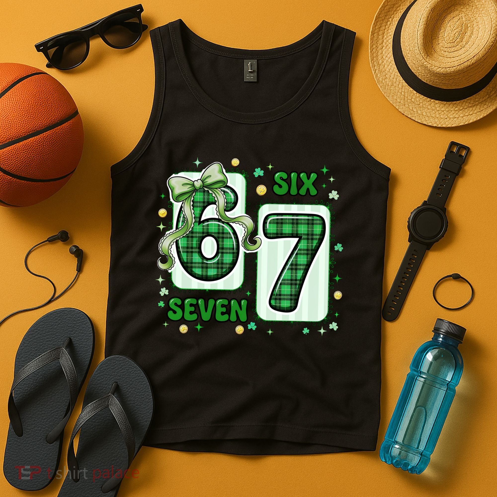 Retro St Patrick's Lucky 67 Six Seven 6-7 Meme Tank Top