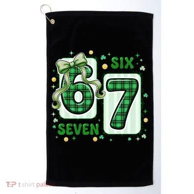 Retro St Patrick's Lucky 67 Six Seven 6-7 Meme Golf Towel