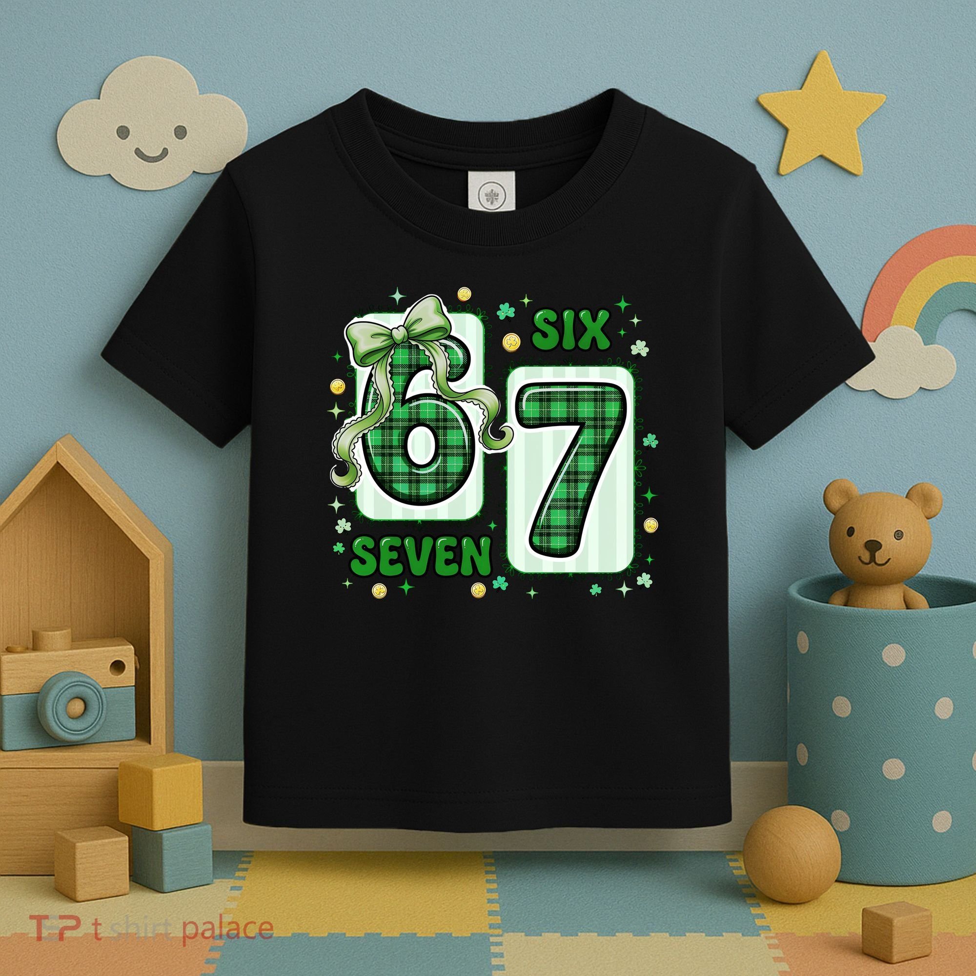 Retro St Patrick's Lucky 67 Six Seven 6-7 Meme Toddler T-Shirt