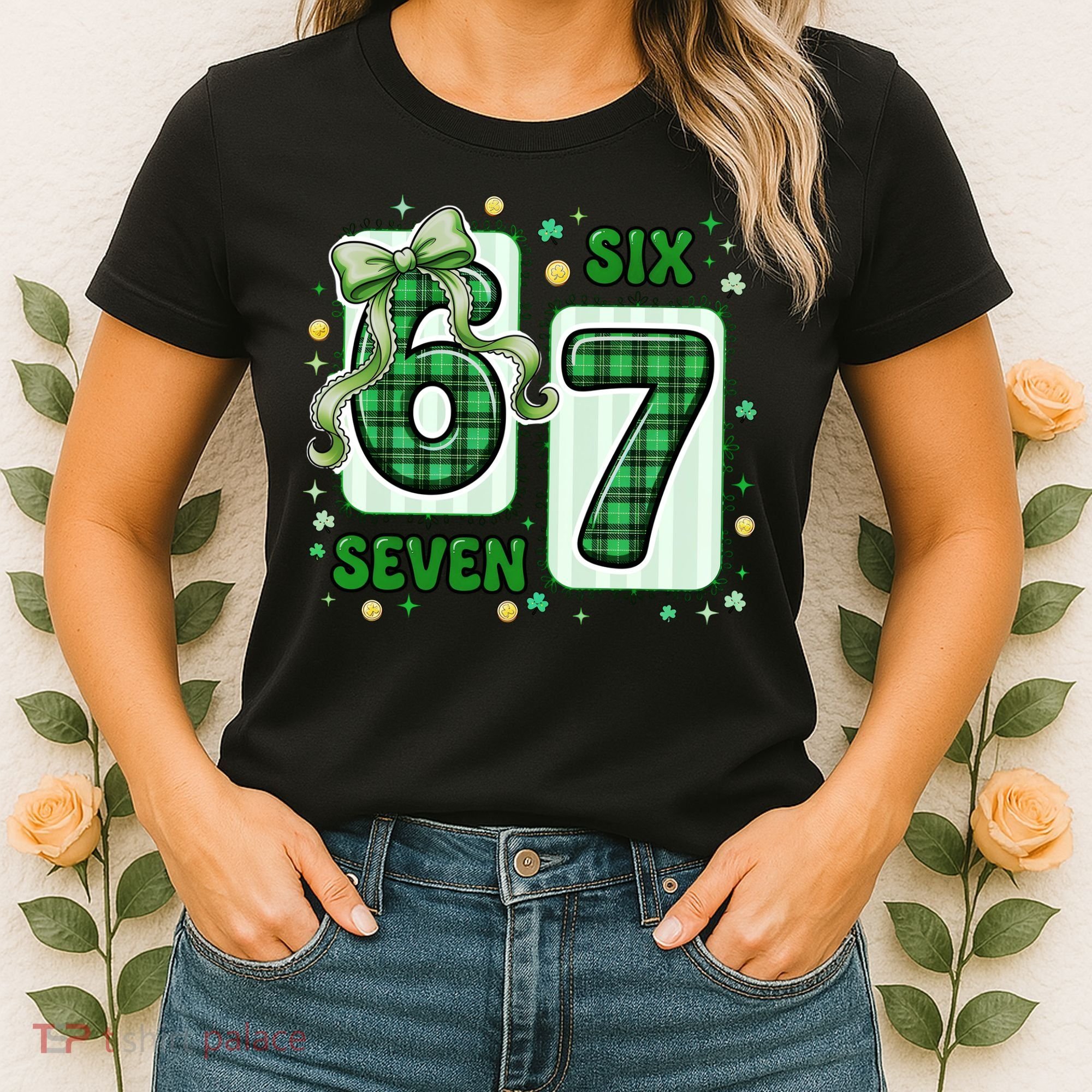 Retro St Patrick's Lucky 67 Six Seven 6-7 Meme Women's T-Shirt