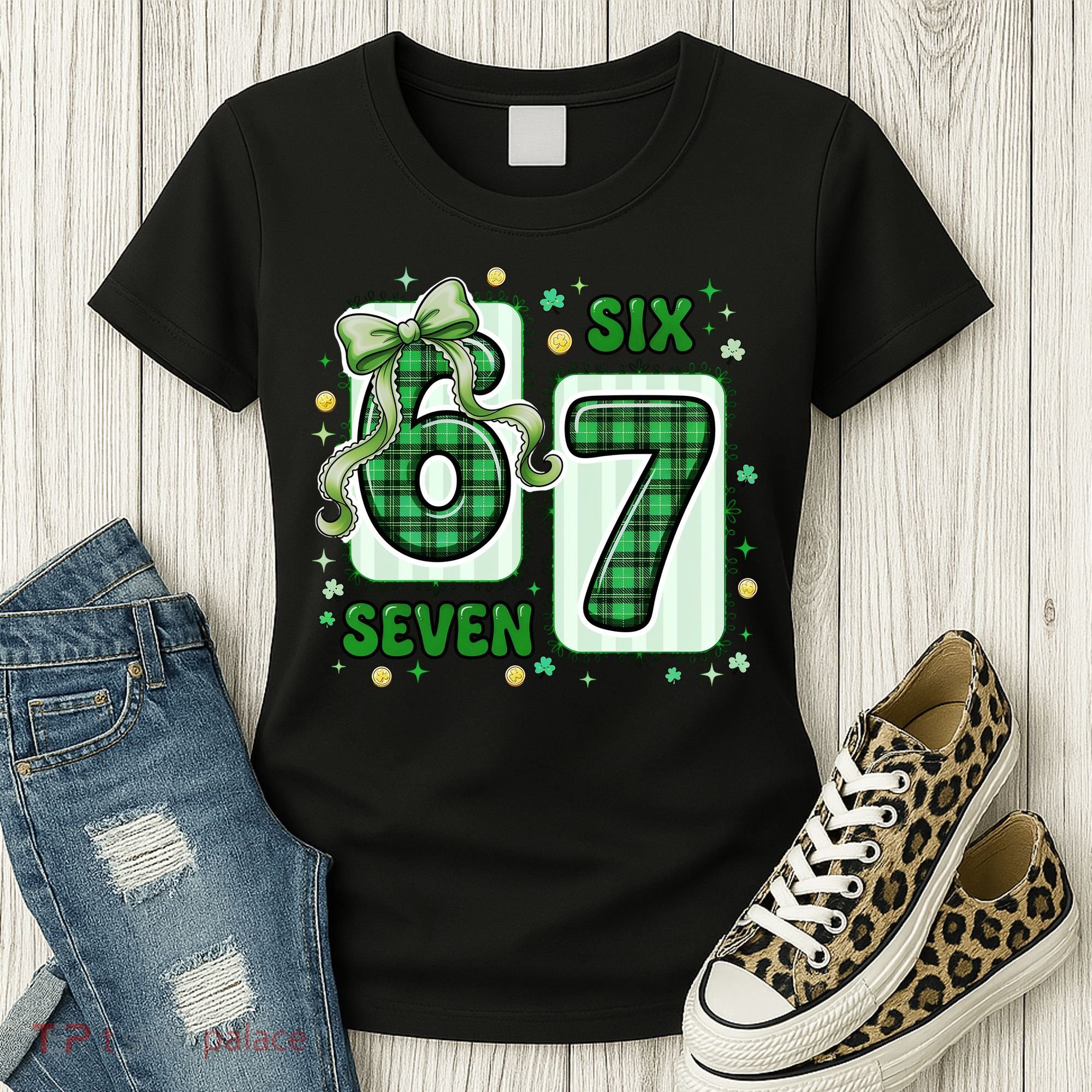 Retro St Patrick's Lucky 67 Six Seven 6-7 Meme Women's T-Shirt