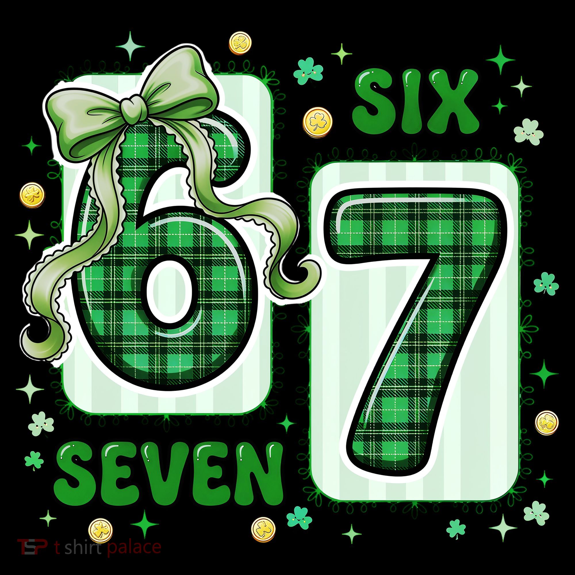 Retro St Patrick's Lucky 67 Six Seven 6-7 Meme Women's T-Shirt