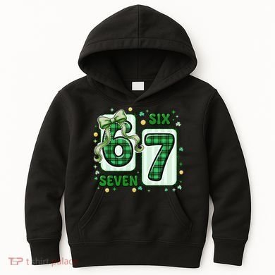 Retro St Patrick's Lucky 67 Six Seven 6-7 Meme Kids Hoodie