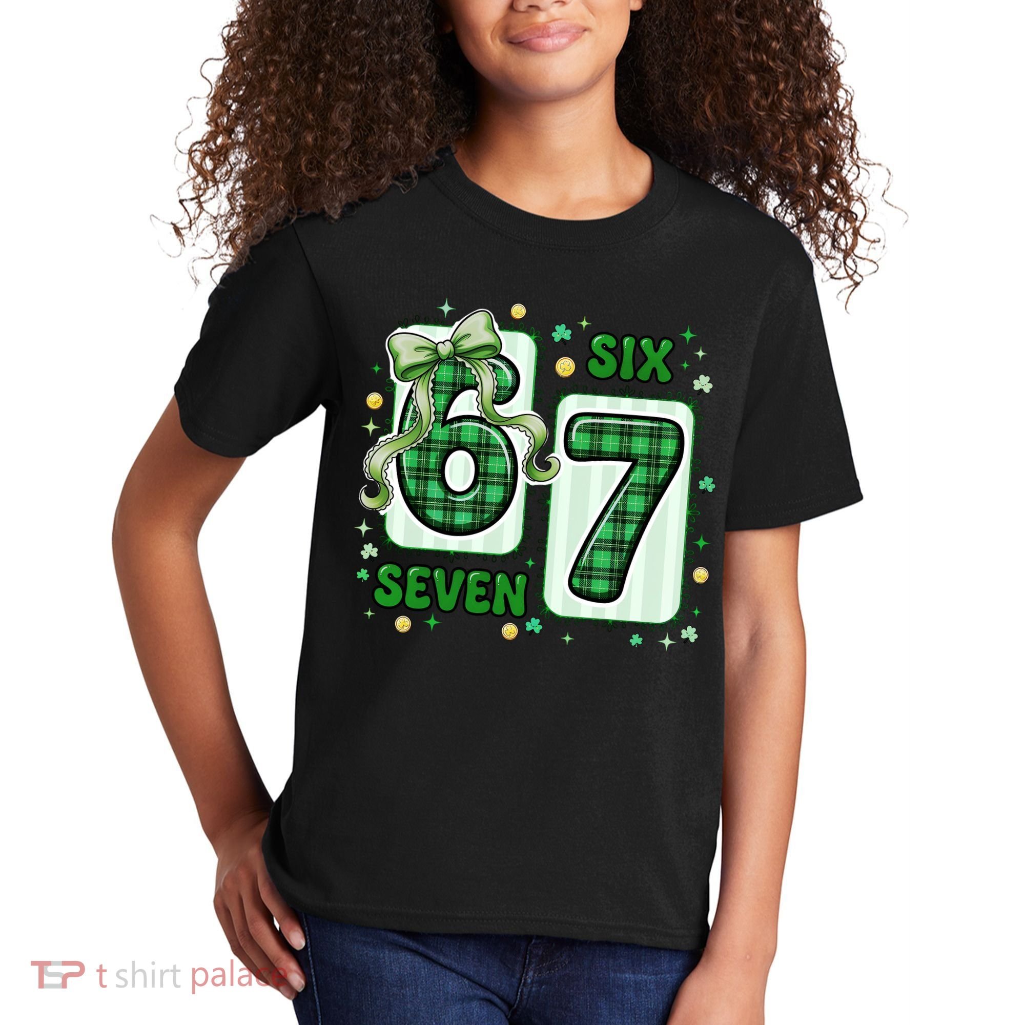 Retro St Patrick's Lucky 67 Six Seven 6-7 Meme Kids T-Shirt