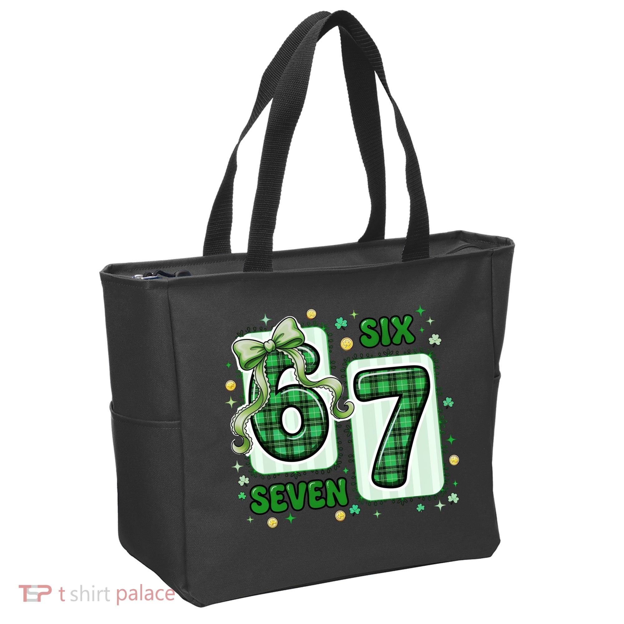 Retro St Patrick's Lucky 67 Six Seven 6-7 Meme Tote Bag