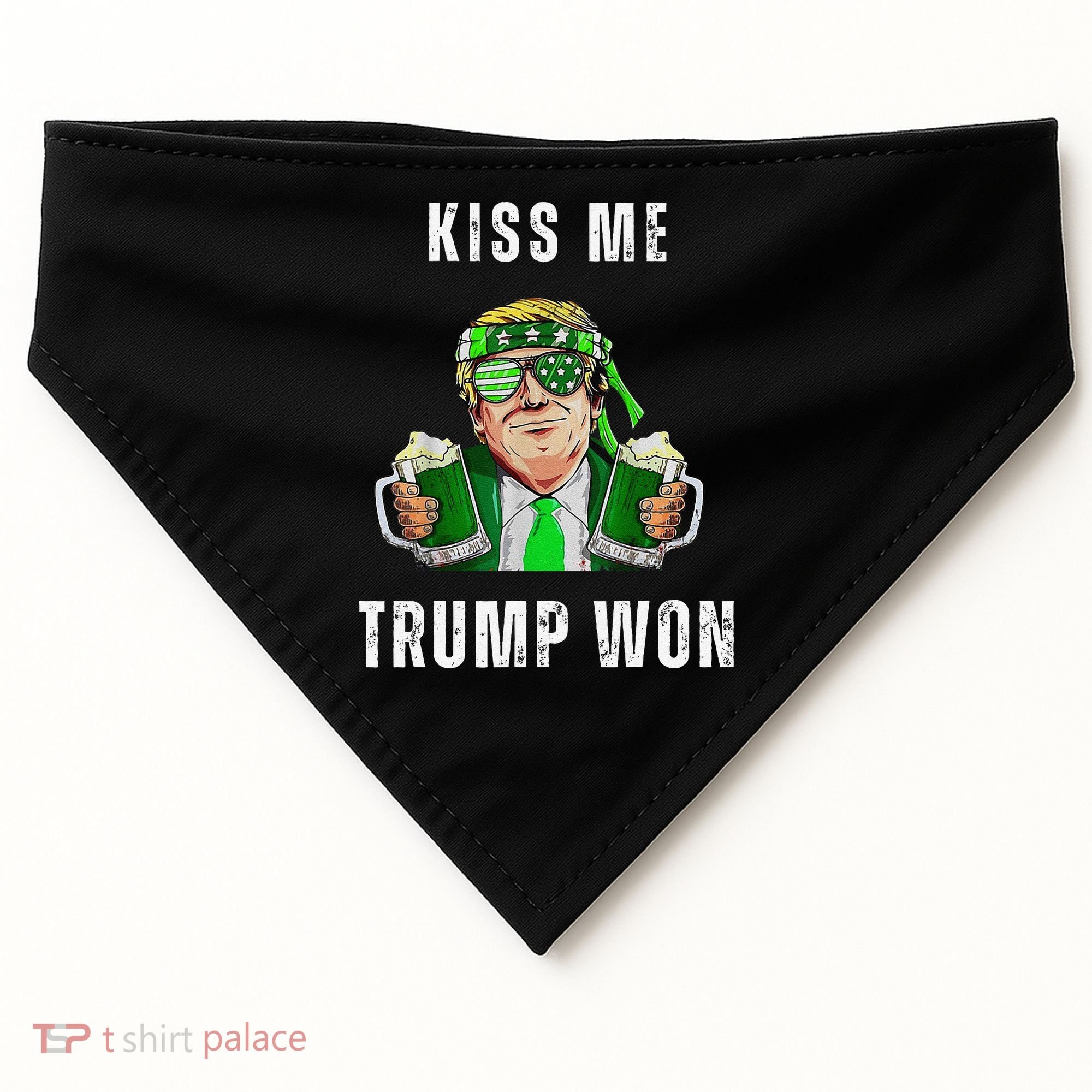Republican St Patricks Day Kiss Me Trump Won For USA-Made Doggie Bandana
