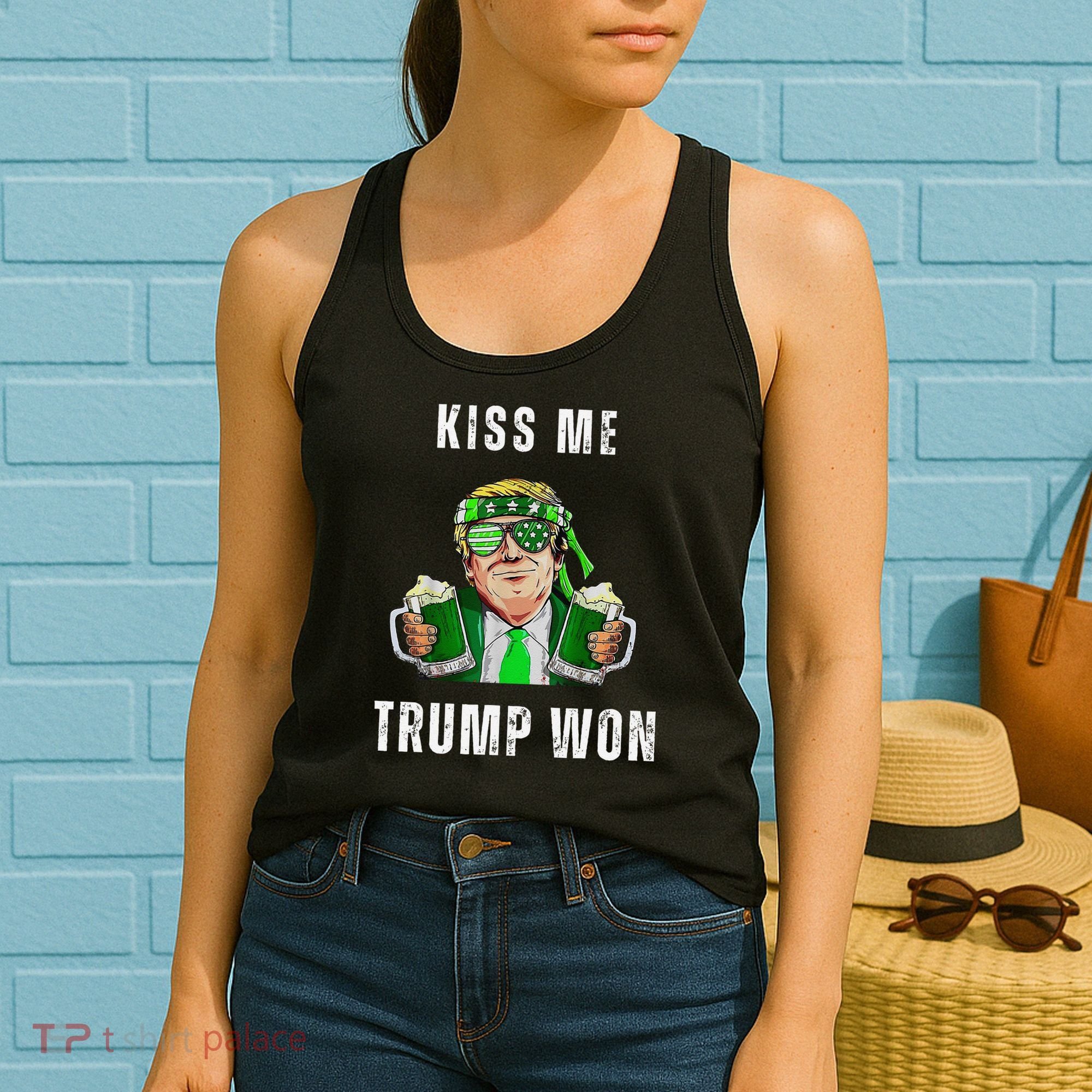 Republican St Patricks Day Kiss Me Trump Won For Women's Tank Top